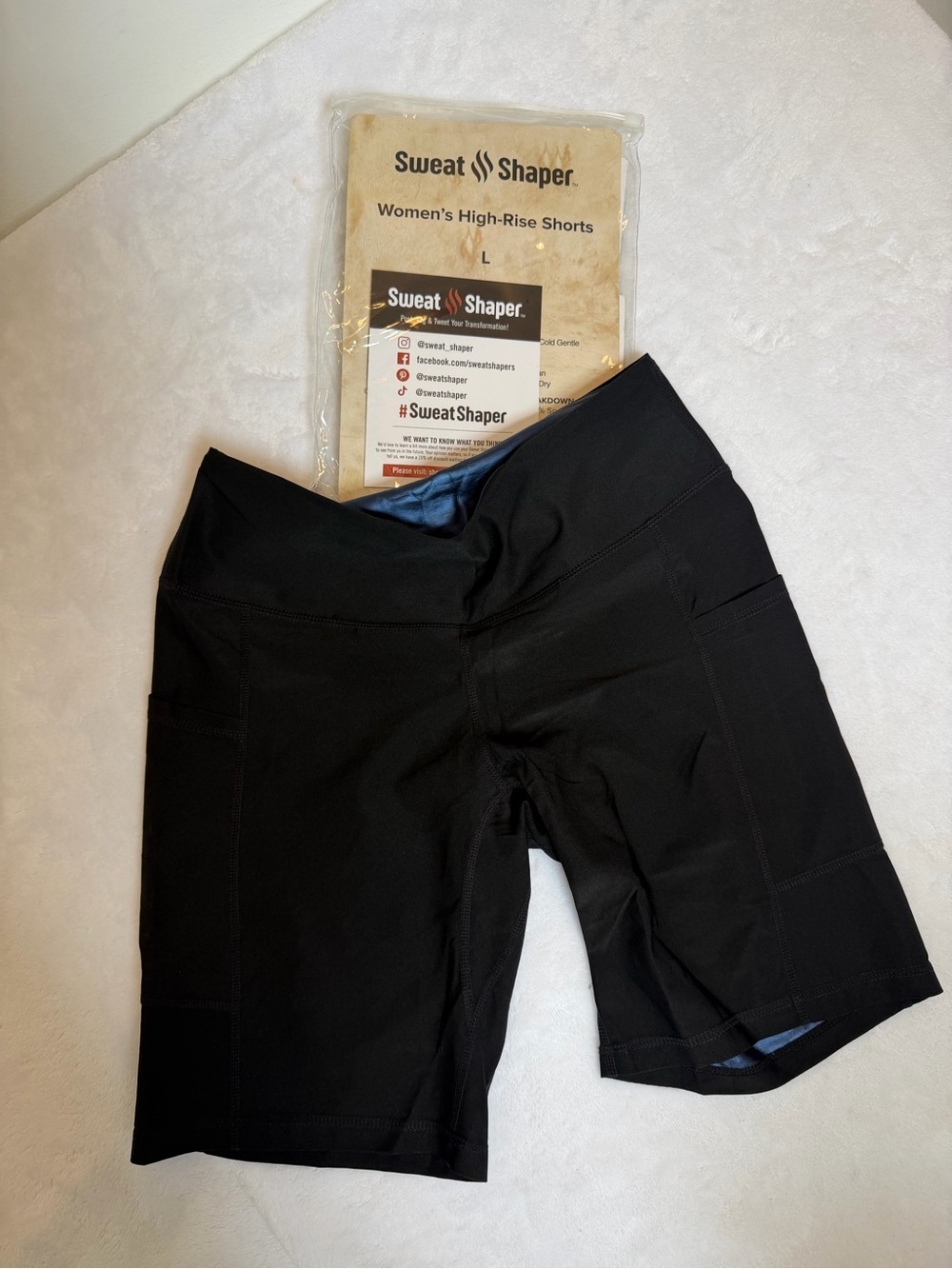 Sweat Shaper Women's High-Rise Sauna Shorts Black Size Large NWT